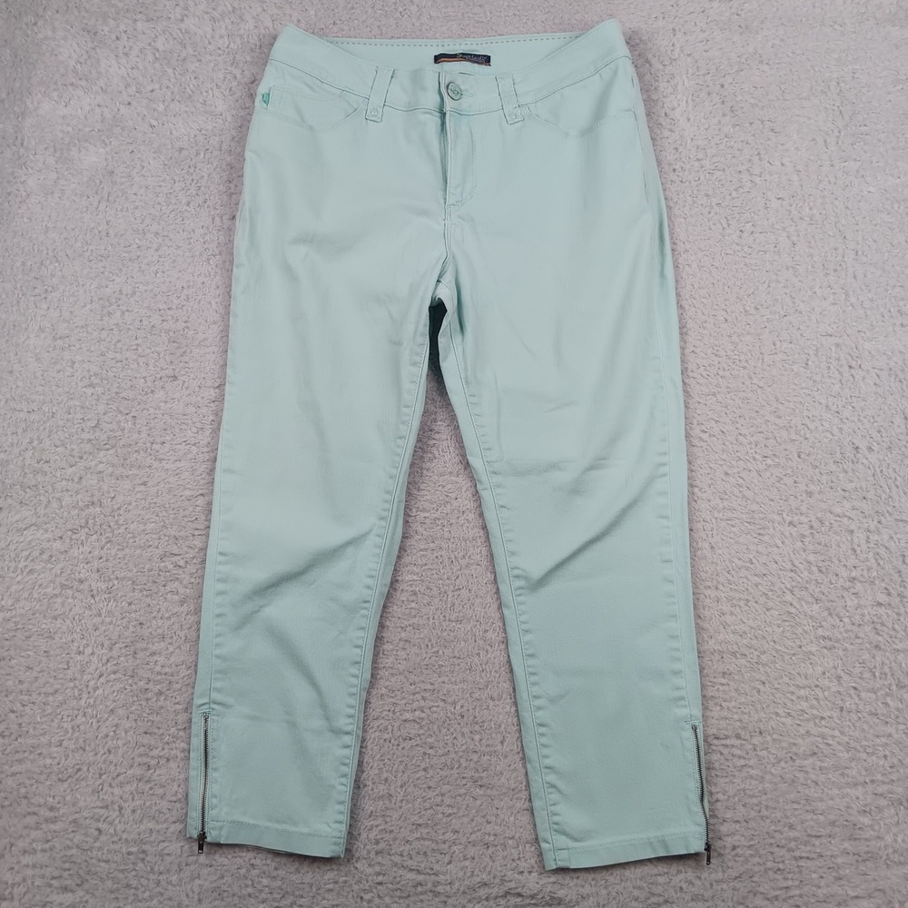 Lee Shapetastic Hidden Hold Cropped Ankle Zip Pants 14 Medium Mint Green